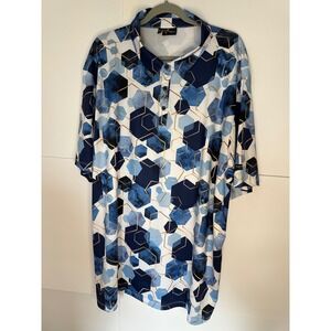 Yatta Golf Polo Shirt Geometric Print Short Sleeve Golfing 4XL